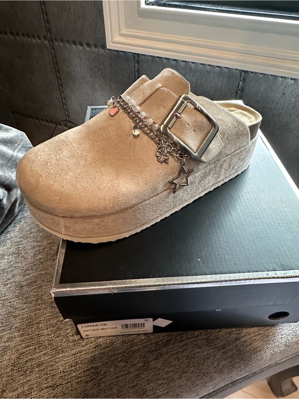 Madden Girl slides mules clogs with Silver Logo